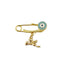 2.9 CM Evil Eye Baby Pin With Cherub Baby Angel Charm - Gold