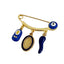 3.8 CM  Blue Enamel Evil Eye Pin For Babies With Virgin Mary Charm - Gold