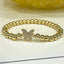 CZ Butterfly Stretch 5 mm Beaded Bracelet - 14k Gold Plated