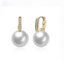 CZ Pearl Dangle Hoop Earrings - Gold and Silver