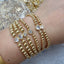 CZ Heart Stretch 5 mm Beaded Bracelet - 14k Gold Plated