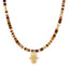 Beaded Gemstone Choker Hamsa Necklace - 14K Gold Plated