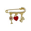 4 CM Pearl Pin For Coffee and Wine Lovers Ladies - Gold