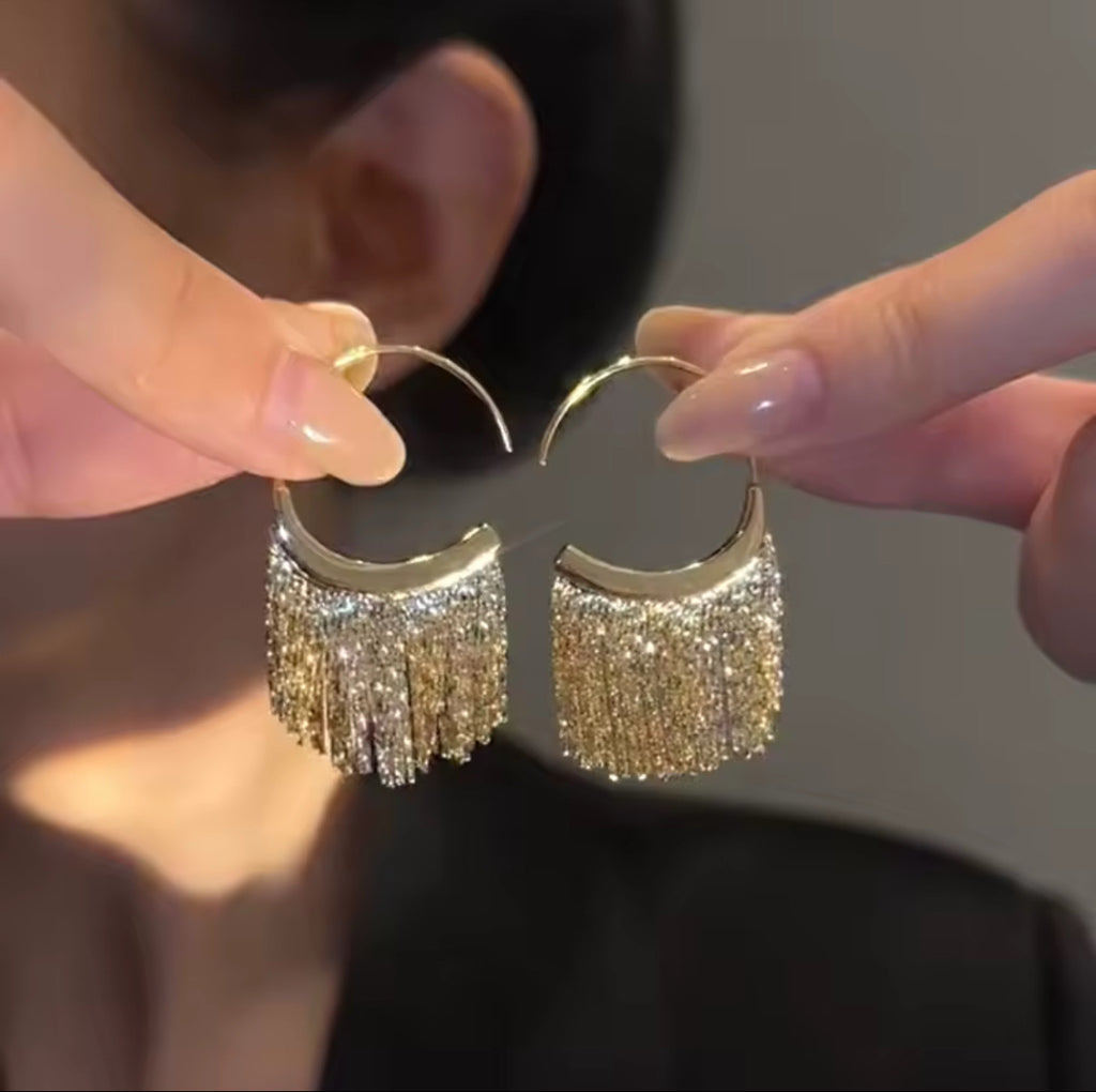 Metal Tassel Earrings - Gold and Silver
