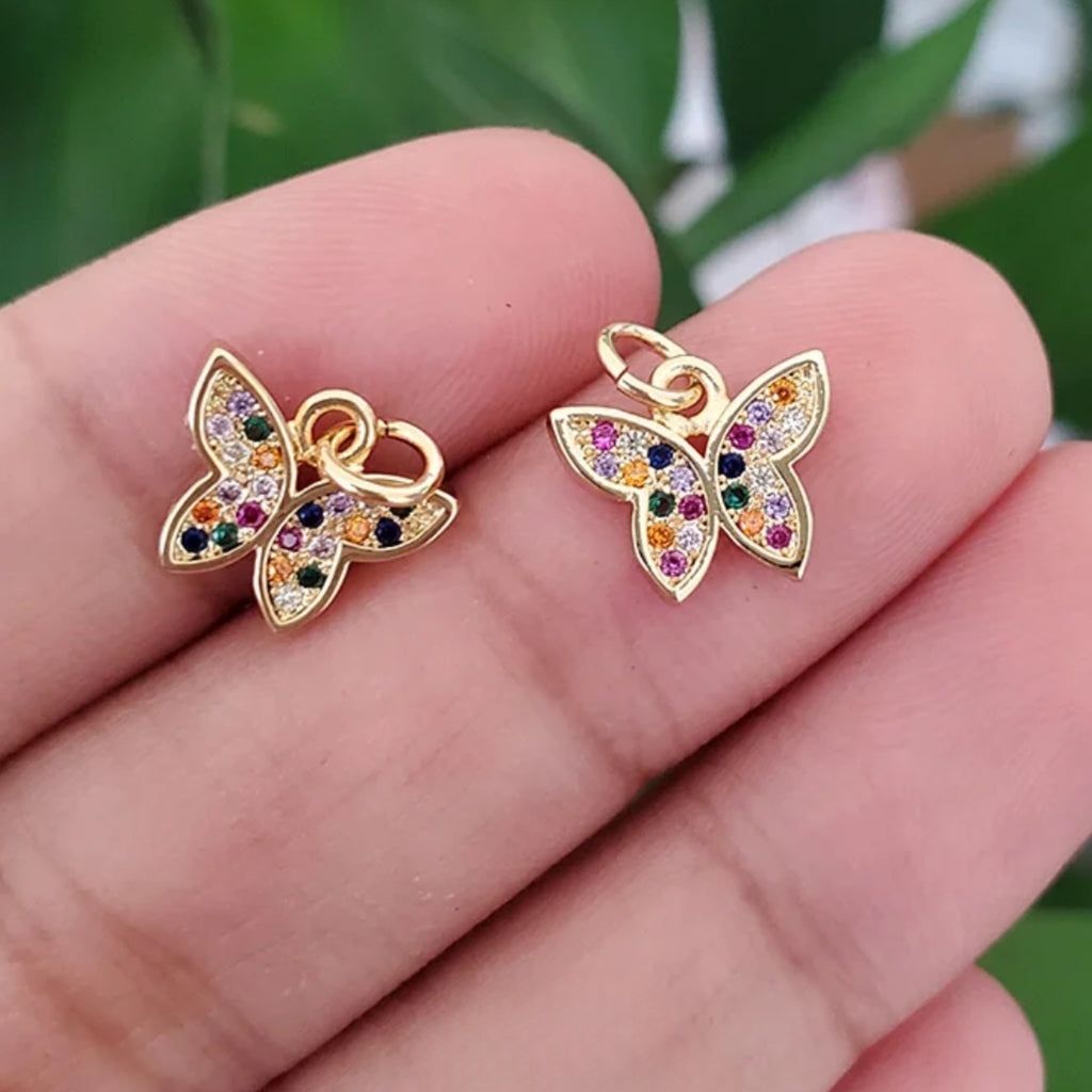 4 CM White Baby Pin With Multicolored Butterfly