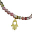 Tourmaline Gemstone Beaded Bracelet with Hamsa, Chai or Star of David Charm.