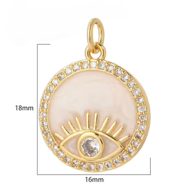 CZ Round Evil Eye Charm - Gold