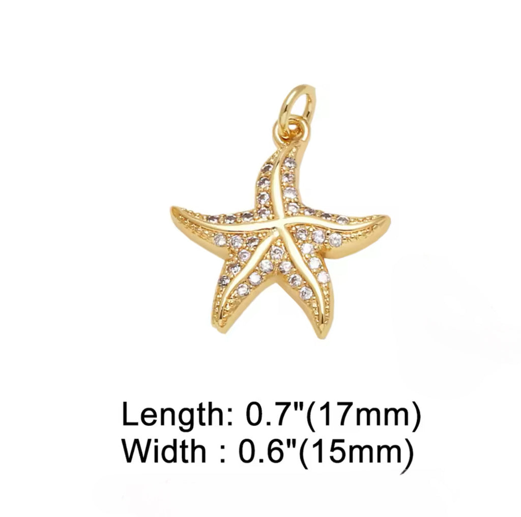 CZ Starfish Charm - Gold