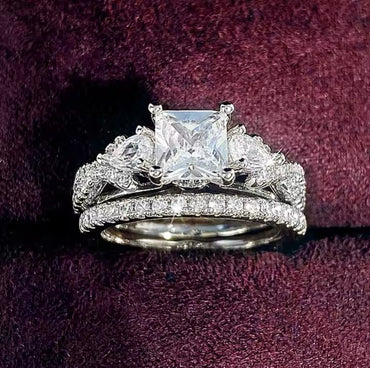 Wedding CZ Ring Set - Silver