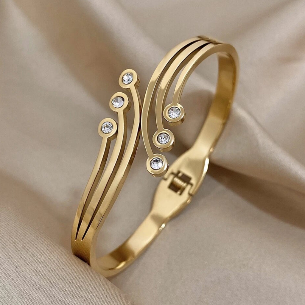 Curve 18k Gold Plated Bangle Bracelet