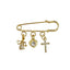 4 CM Plain Pin With CZ Charms - Gold