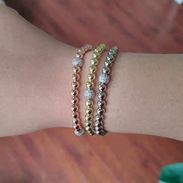 Tri-Tone Trio Stretch Bracelet Set - Gold, Rose Gold and Silver
