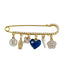 8 CM Personalized Pearl Pin With Evil Eye Heart & Guadalupe Virgin Charms - Gold