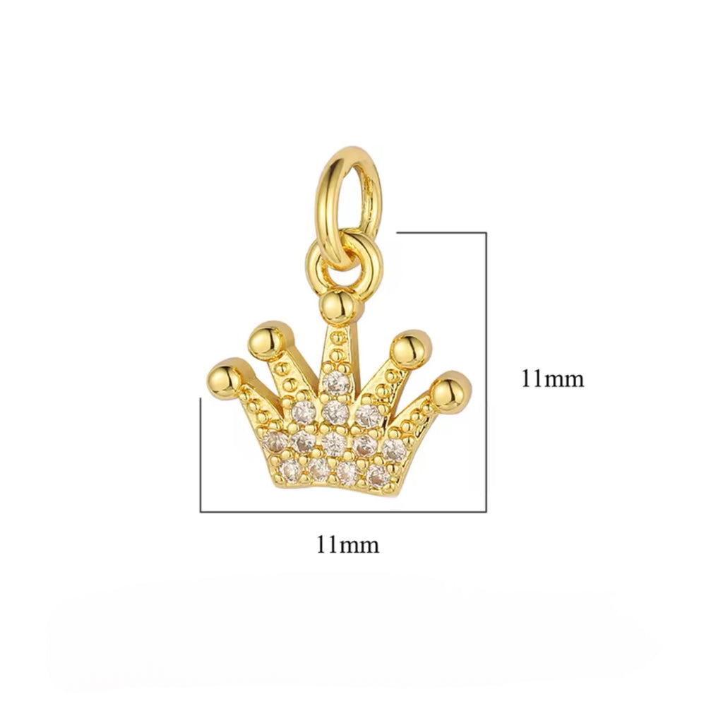 CZ Crown Charm - Gold