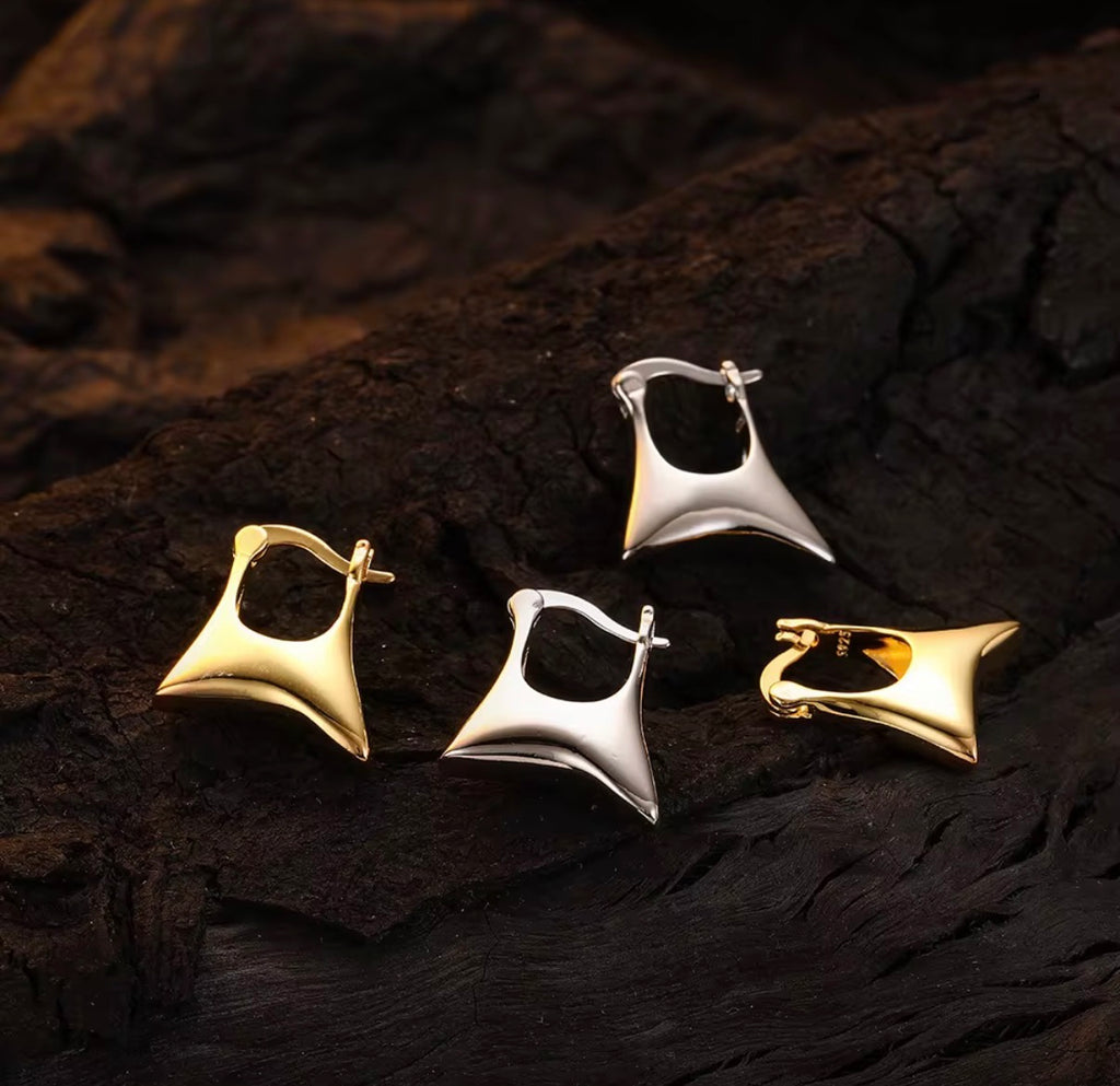 Sculpted Mini Hoop Earrings - Gold and Silver