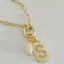 Personalized Initial/Freshwater Pearl Charms Necklace - Gold