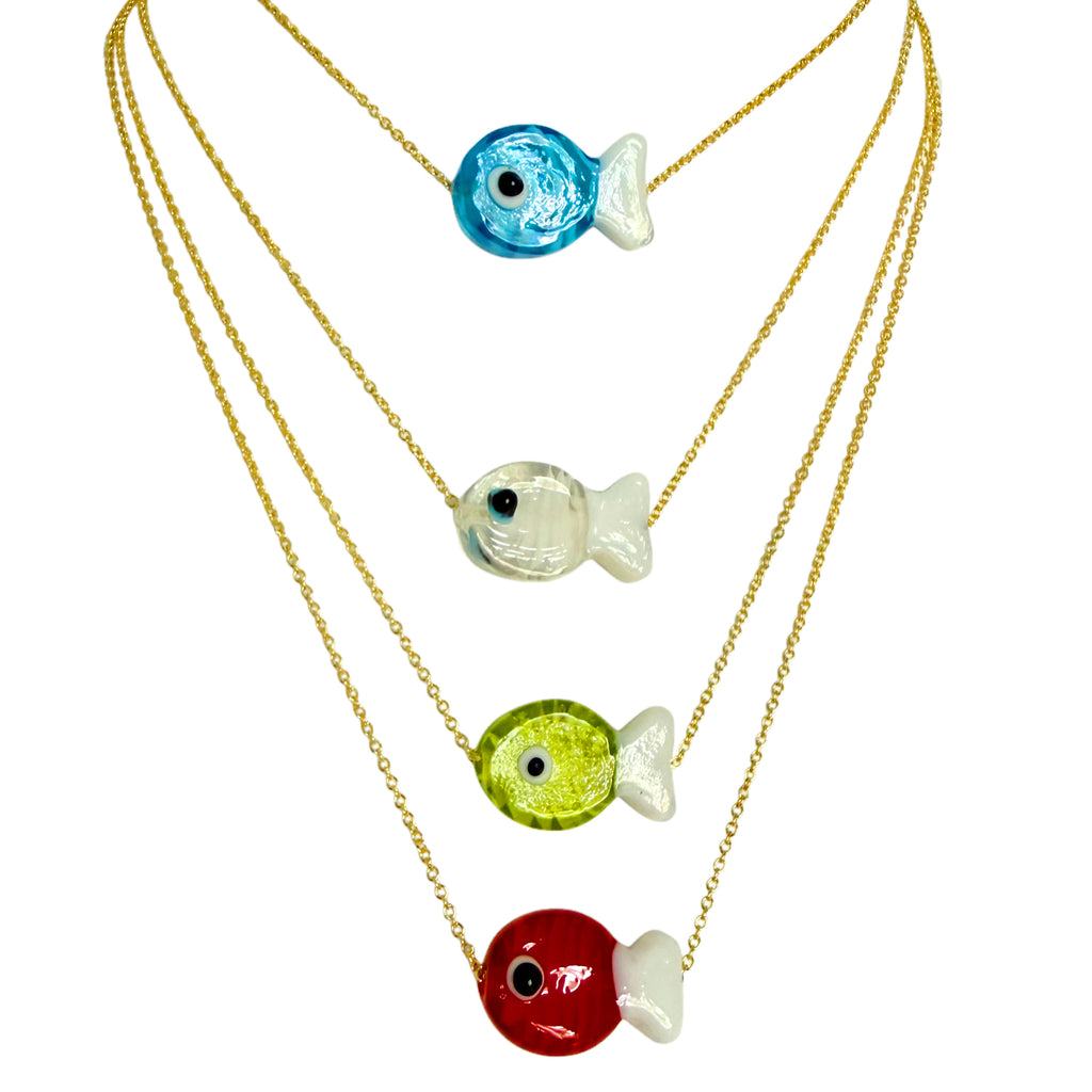 Fish Glass Charm Necklace