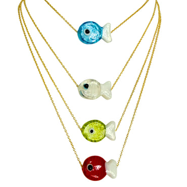 Fish Glass Charm Necklace