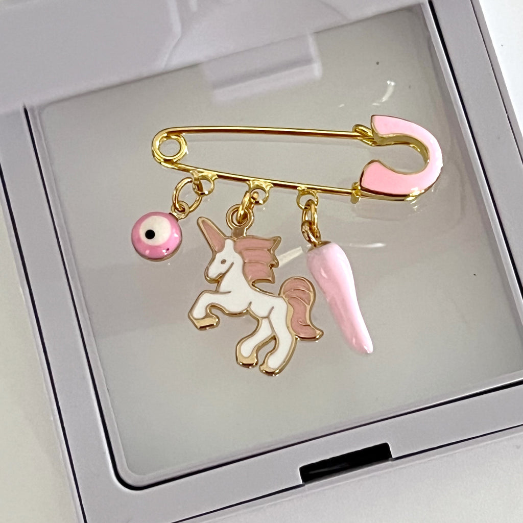 4 CM Enamel Pink Baby Pin For Protection - Gold