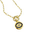 CZ Blue Evil Eye Pendant Paperclip Chain Necklace - Gold