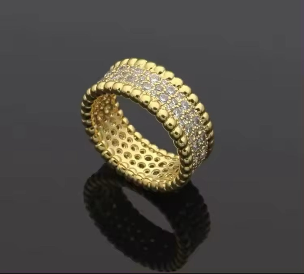 Fashion CZ Band Ring - Gold and Silver