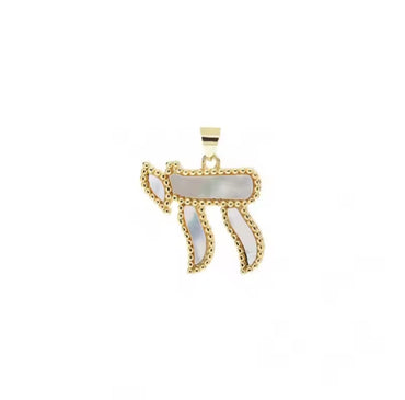 Mother Of Pearl Chai Charm - Gold