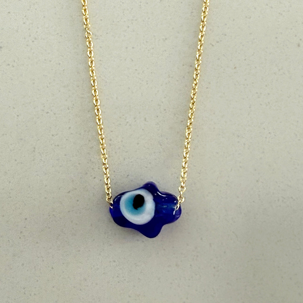 Ceramic Hamsa Necklace - Gold