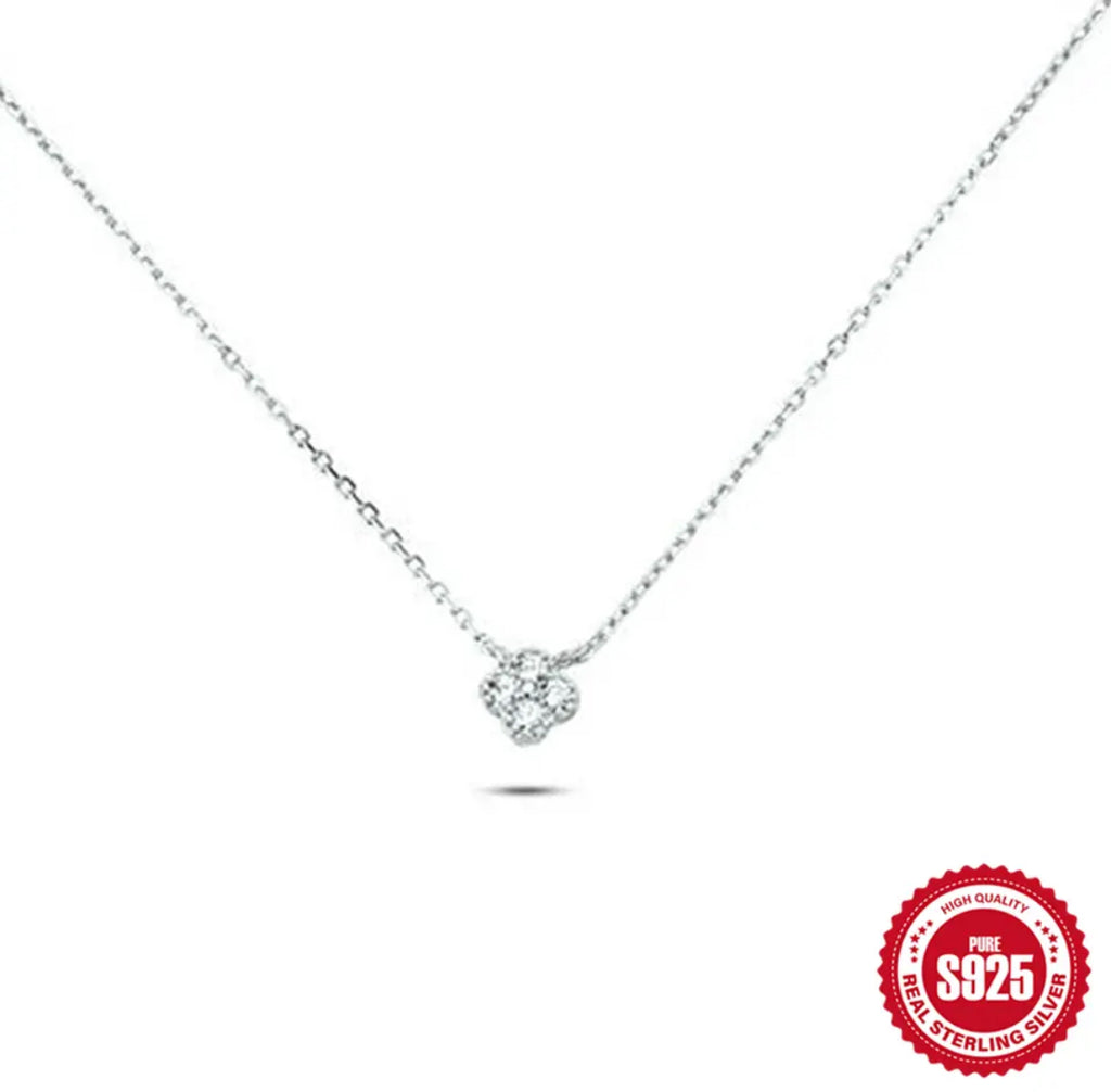 Mini CZ Clover Pendant Necklace - Gold or Silver