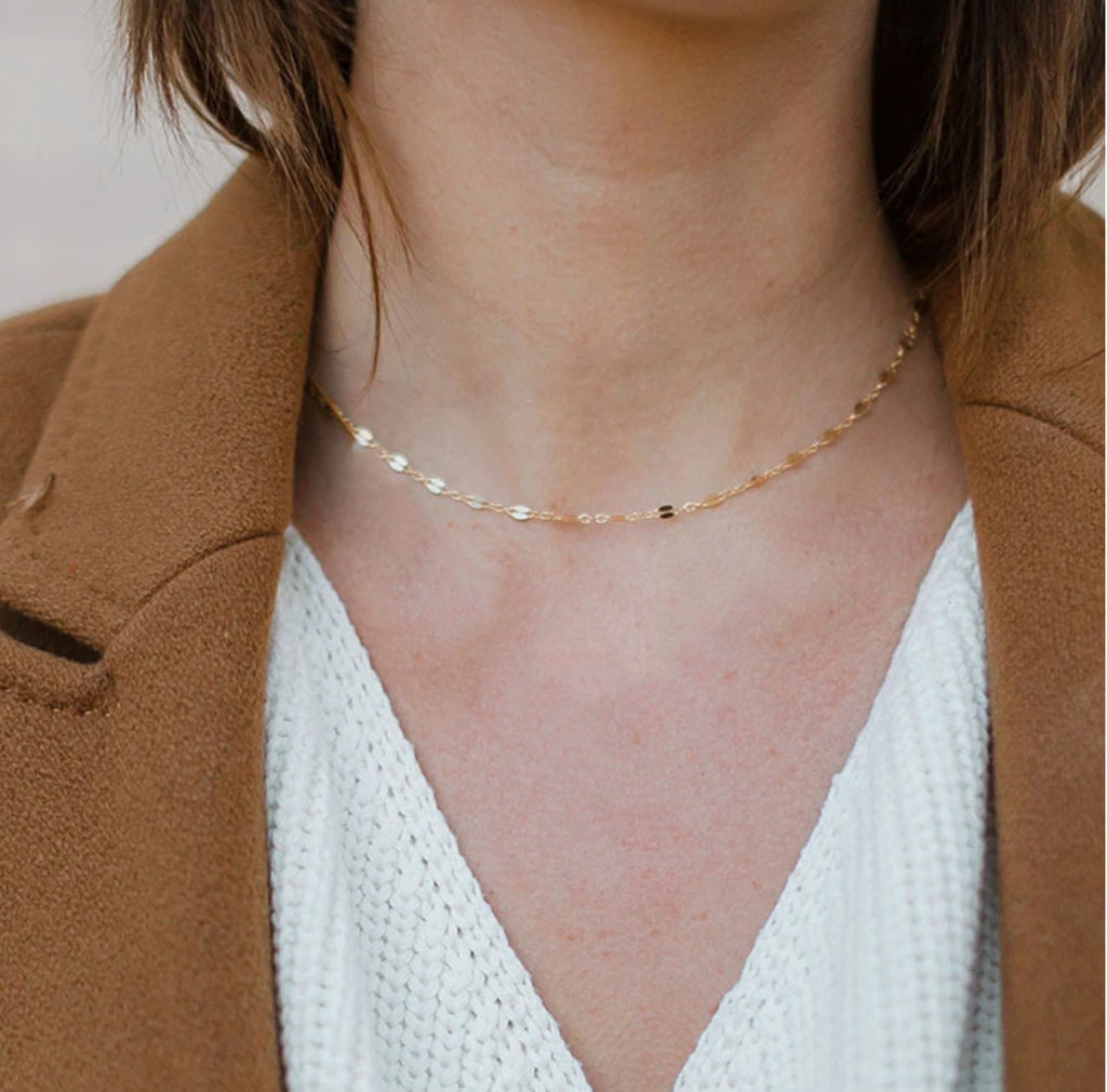 925 Sterling Silver Lip Chain Necklace - 14K Gold Plated.