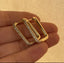 CZ Rectangular Hoop Earrings - Gold