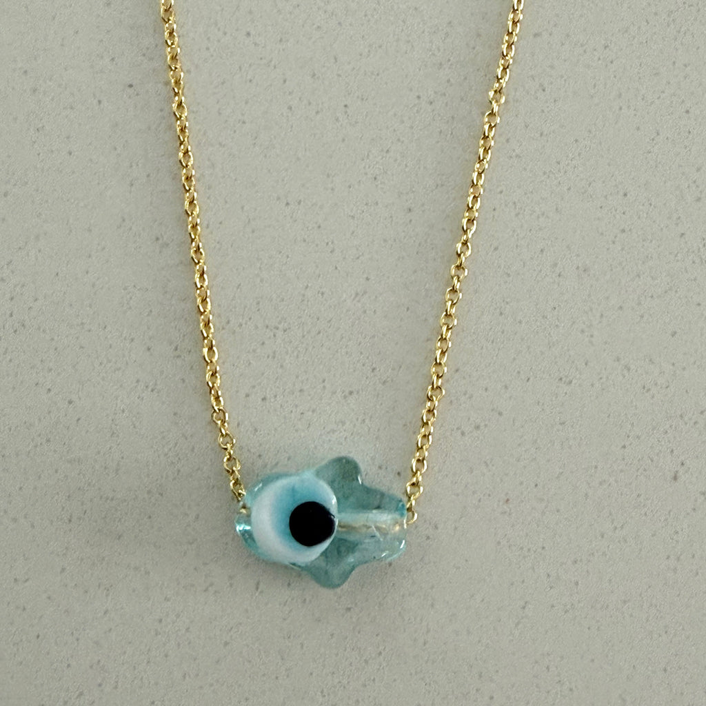 Ceramic Hamsa Necklace - Gold