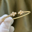 Flower CZ Beaded Cuff Bracelet - Gold
