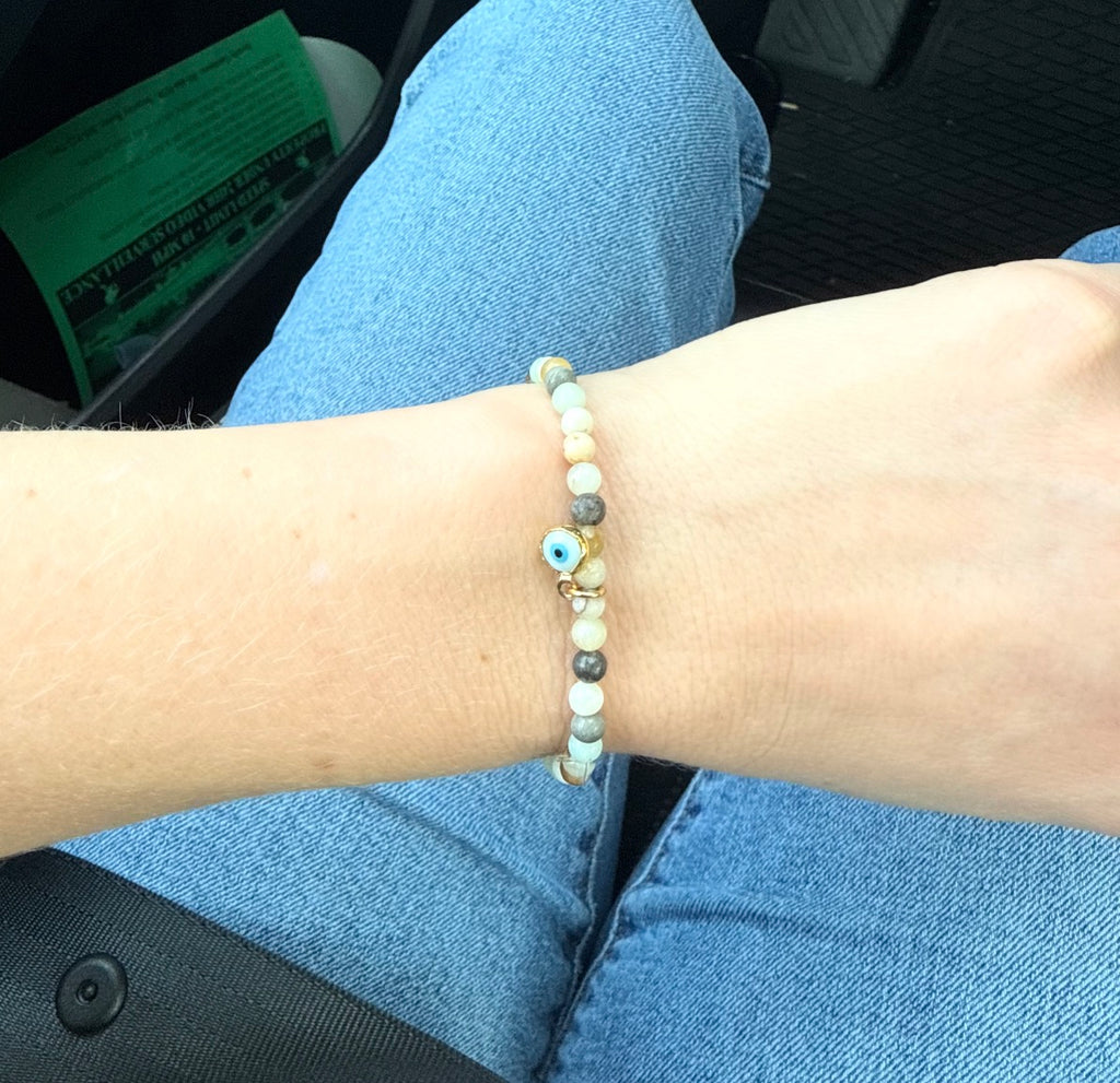 4 mm Natural Stone Evil Eye Bracelet