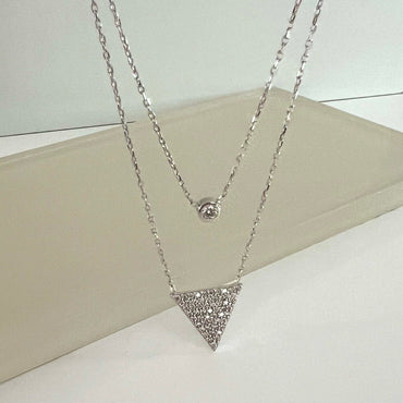 Double Chains Layering Necklace - Silver