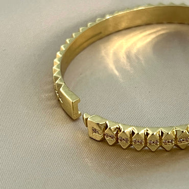 18K Gold Plated CZ Pyramid Cuff Bracelet