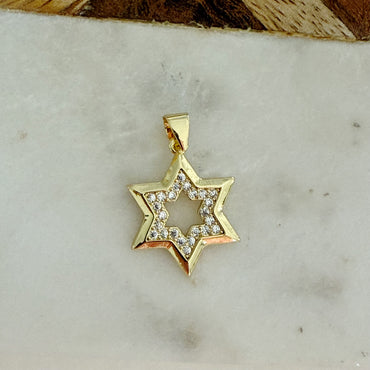 CZ Star of David Charm - Gold