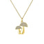 Bridesmaid CZ - 14K Gold Plated 2 Mushrooms Pendant Necklace