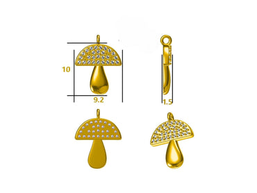 Mini CZ 14K Gold Plated Mushroom Necklace
