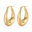 Stainless Steel Oval Hollow  Earrings - 18K Gold Plated