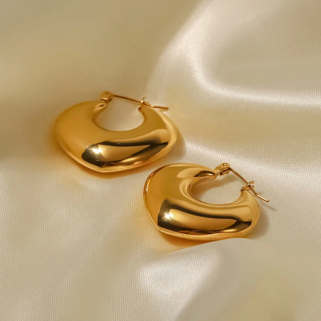 Balara Stainless Steel Chunky Hoop Earrings - 18K Gold Plated