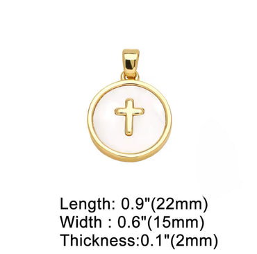 Mop Round Cross Charm - Gold