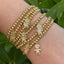 CZ Boy and Girl Beaded Stretch Bracelet - 14K Gold Plated