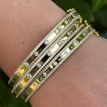 CZ Bangle Bracelet - 14K Gold Plated