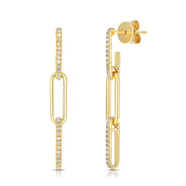 CZ Dainty Chain Link Stud Earrings - Gold or Silver