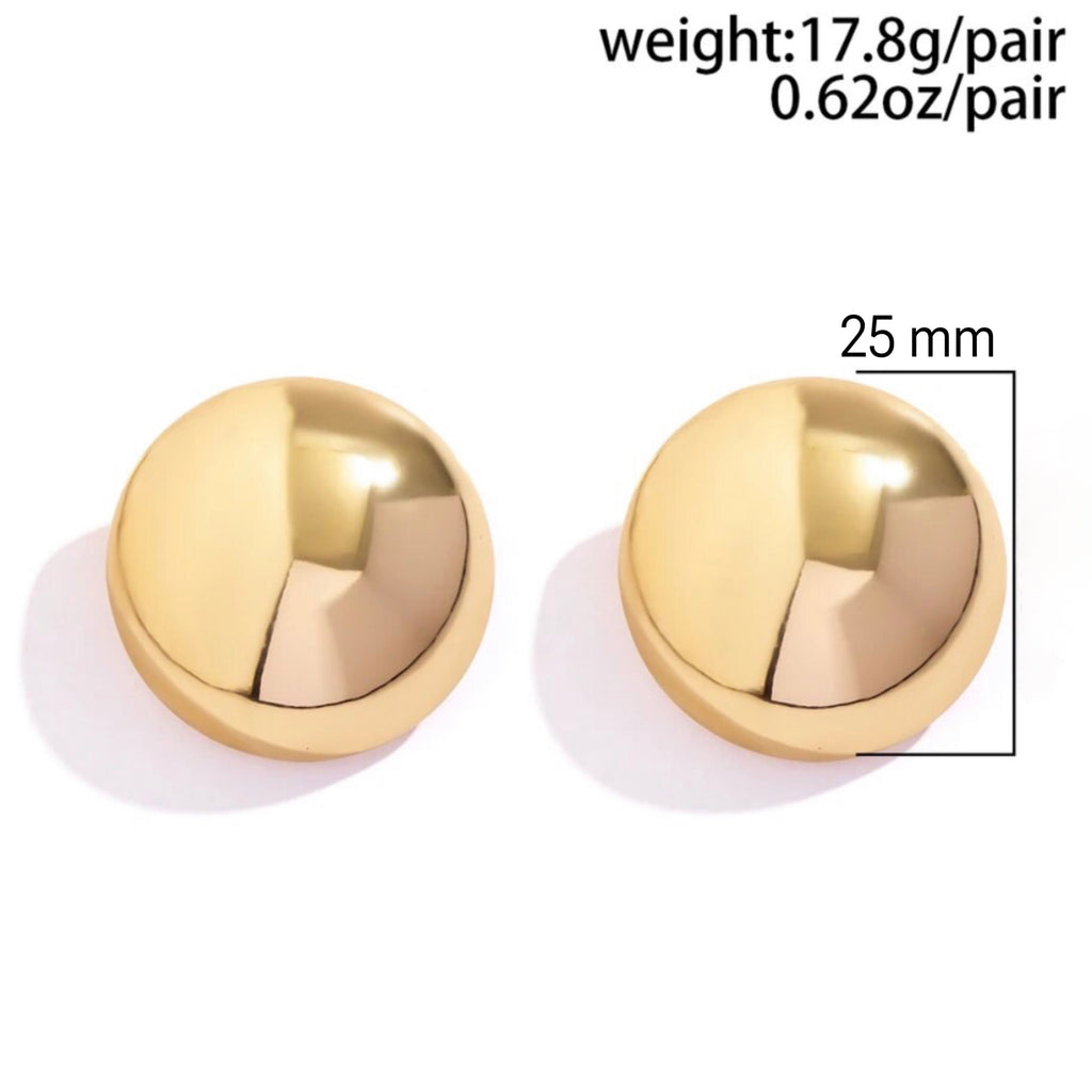 Luminous Pink stone studded Big Round Stud Earrings Copper Gold Plated for  Women & Girls