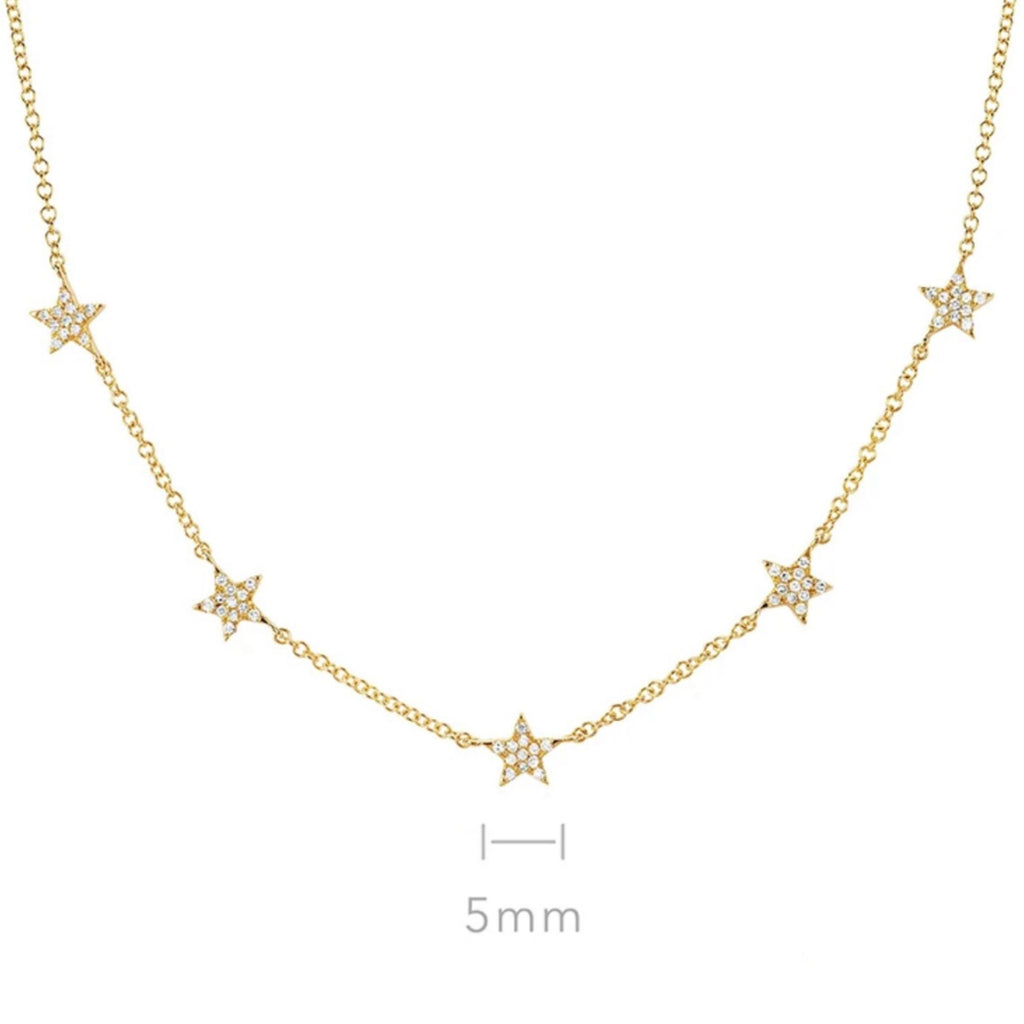 CZ Multi Station Star Choker Necklace