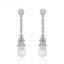 Drop CZ - Pearl Wedding Stud Earrings - Silver