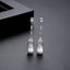 Drop CZ - Pearl Wedding Stud Earrings - Silver