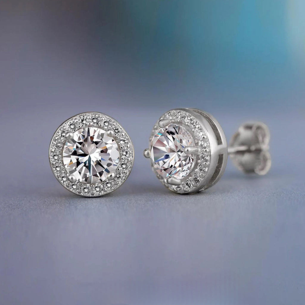 Round CZ Stud Earrings - Gold and Silver