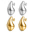 Stainless Steel Hollow Water Drop CZ Chain Stud Earrings - Gold and Silver